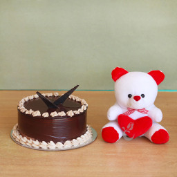 Sweet Combo: A Gift Combo of 0.5 Kg Chocolate Cake and 6 Inch Teddy Sweet Combo: A Gift Combo of 0.5 Kg Chocolate Cake and 6 Inch Teddy