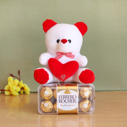 Special Surprise: A Gift Combo of 16 Ferrero Rocher and 6 Inch Teddy Special Surprise: A Gift Combo of 16 Ferrero Rocher and 6 Inch Teddy