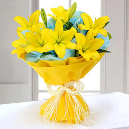 Yellow Lilies Bouquet for Father's Day - Sunny Yellow Lilies Yellow Lilies Bouquet for Father's Day - Sunny Yellow Lilies