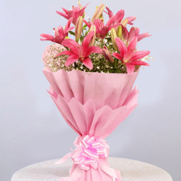 Pink Lilies Bouquet for Women's Day - Pretty Pink Lady Pink Lilies Bouquet for Women's Day - Pretty Pink Lady