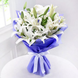 White Lilies Bouquet for Valentine's Day - Happiness of Lilies