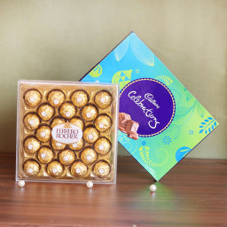 Sweet Recipe For Love: A Gift Combo of 1 box of Cadbury Celebrations and 24 pcs Ferrero Rocher Sweet Recipe For Love: A Gift Combo of 1 box of Cadbury Celebrations and 24 pcs Ferrero Rocher