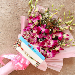 6 orchid and 1 rakhi combo