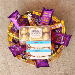 10 Dairy Milk, 10 Five Star, 5 Dairy Milk Silk,16Pic Ferrero Rocher, 2 Rakhi 10 Dairy Milk, 10 Five Star, 5 Dairy Milk Silk,16Pic Ferrero Rocher, 2 Rakhi