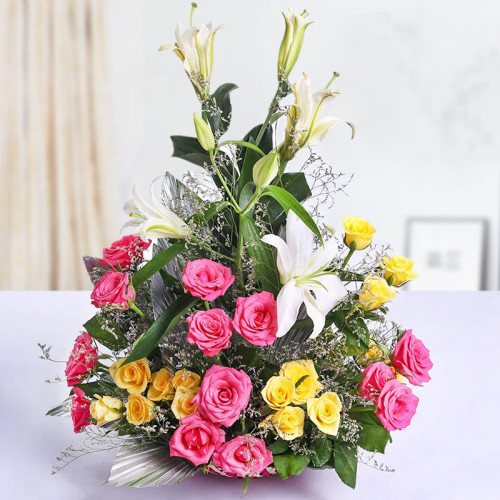 Yellow Rose Basket for Mother's Day - Feel The Flowers