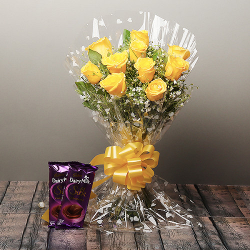 Yellow Rose Bouquet for Women's Day - Cheerful Delight