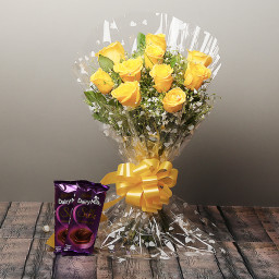 Yellow Rose Bouquet for Women's Day - Cheerful Delight Yellow Rose Bouquet for Women's Day - Cheerful Delight