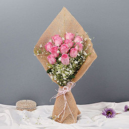 Pink Rose Bouquet for Father's Day - Wrapped Elegance Pink Rose Bouquet for Father's Day - Wrapped Elegance