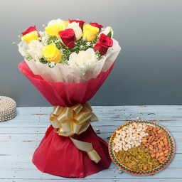 Graceful Mix: A Gift Combo of 12 Mix Roses and 500 gm Mix Dry Fruit Plate Graceful Mix: A Gift Combo of 12 Mix Roses and 500 gm Mix Dry Fruit Plate
