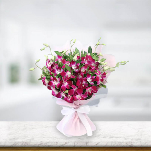 White Orchid Bouquet for Women's Day - Tinkling Love Chimes