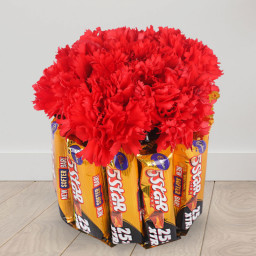 Red Carnation Bouquet for Mother's Day - Paired With Serenity Red Carnation Bouquet for Mother's Day - Paired With Serenity