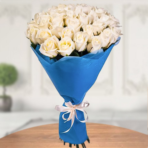 White Rose Bouquet for Women's Day - Calmness Draped