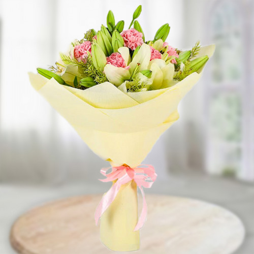 White Lilies Bouquet for Valentine's Day - Loaded With Grace