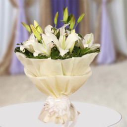White Lilies Bouquet for Father's Day - White Delight To Eyes White Lilies Bouquet for Father's Day - White Delight To Eyes