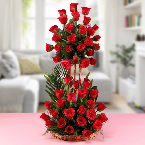 Red Rose Basket for Women's Day - Echoing in Love