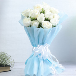 White Rose Bouquet for Women's Day - Pure Elegance White Rose Bouquet for Women's Day - Pure Elegance