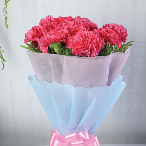 White Carnation Bouquet for Valentine's Day - Pastel Perfection