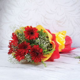 Red Gerberas Bouquet for Valentine's Day - Fiery Bloom Red Gerberas Bouquet for Valentine's Day - Fiery Bloom
