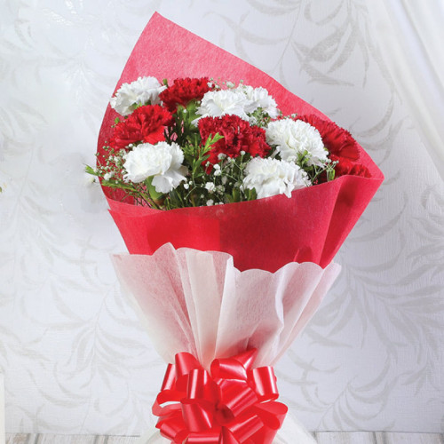 Red Carnation Bouquet for Valentine's Day - Crimson Snow