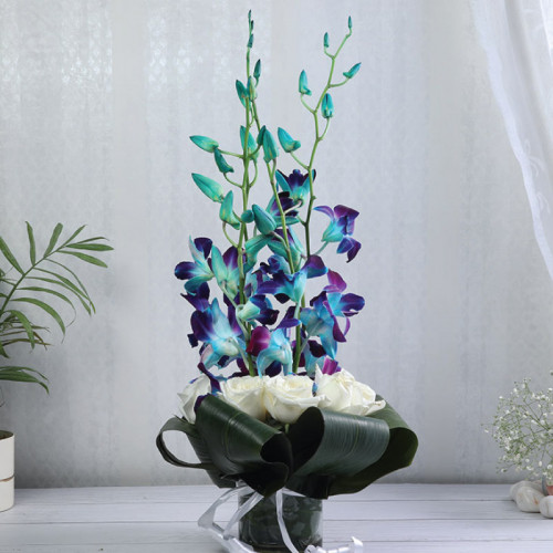 White Rose Bouquet for Women's Day - Sky's Serenade