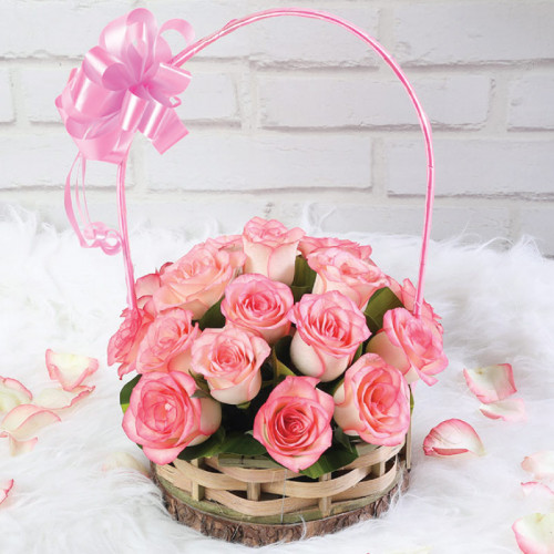 Pink Rose Basket for Father's Day - Pink Rose Splendor