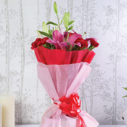 Red Lilies Bouquet for Father's Day - Blushing Elegance