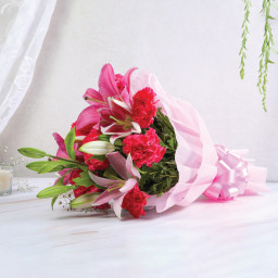 Pink Lilies Bouquet for Father's Day - Pink Petal Symphony