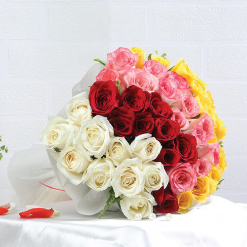 Red Rose Bouquet for Valentine's Day - Rainbow Array