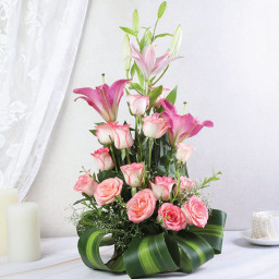 Pink Rose Basket for Father's Day - Roseate Melody Pink Rose Basket for Father's Day - Roseate Melody
