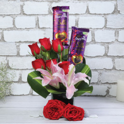 Red Rose Bouquet for Mother's Day - Rosy Silk Symphony Red Rose Bouquet for Mother's Day - Rosy Silk Symphony