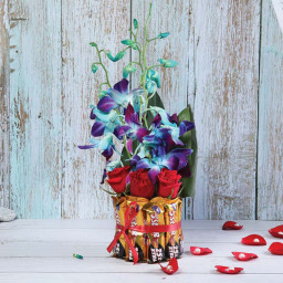 Red Rose Bouquet for Father's Day - Crimson Azure Delight