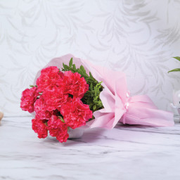 Pink Carnation Bouquet for Valentine's Day - Blushing Bloom Pink Carnation Bouquet for Valentine's Day - Blushing Bloom