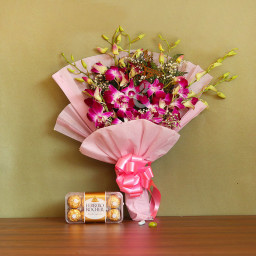 Pink Orchid Bouquet for Women's Day - Best Dad Ever Pink Orchid Bouquet for Women's Day - Best Dad Ever