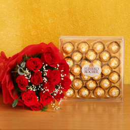 All For You: A Gift Combo of 12 red roses and 24 pcs Ferrero Rocher All For You: A Gift Combo of 12 red roses and 24 pcs Ferrero Rocher