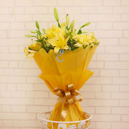 Yellow Lilies Bouquet for Valentine's Day - Delicate Love Yellow Lilies Bouquet for Valentine's Day - Delicate Love