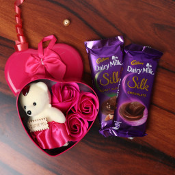 Combo of Three Rose Paper Soap with Three inches Cute Teddy and Two Cadbury 5Star Chocolates