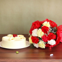 Confess Your Love: A Gift Combo of 12 Mix Carnation and 0.5 Kg Butterscotch Cake Confess Your Love: A Gift Combo of 12 Mix Carnation and 0.5 Kg Butterscotch Cake